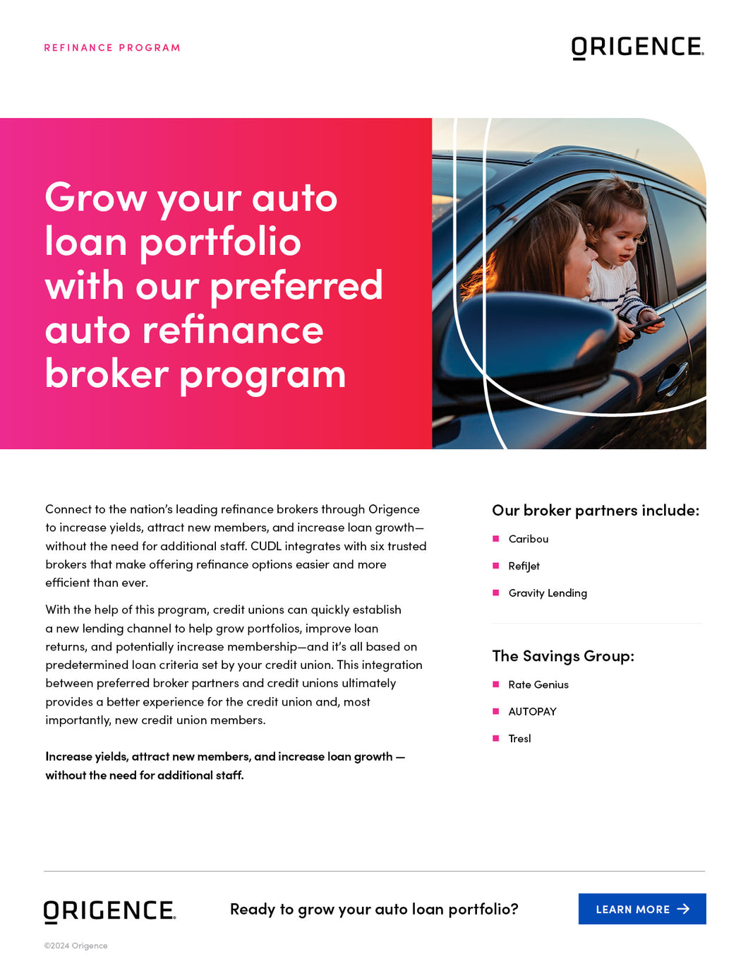 Origence Refinance Program Product Sheet